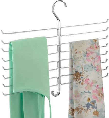 mDesign gruccia porta cravatte e porta foulard – L’ideale per organizzare i vostri accessori e le vostre sciarpe nell’armadio – Colore: cromato