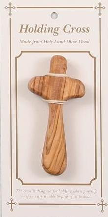 Olive Wood Holding Cross. Cross made from Holy Land Olive Wood.