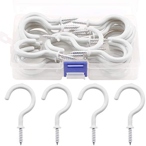 Swpeet 30 ganci bianchi da 2,9 cm, rivestiti in vinile, ganci per tazze da soffitto, ganci a vite, per casa, ufficio e posto di lavoro