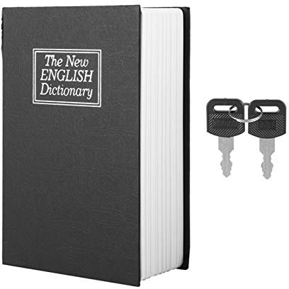 Buchsafe, Englisch Wörterbuch Safe Box Hohles Buch mit Geheimfach,Sammlung Aufbewahrungskoffer mit 2Keys,Passport Bankdatei Geld Wertsachen Schmuck Aufbewahrungsbox Dekorative Buch(Black)