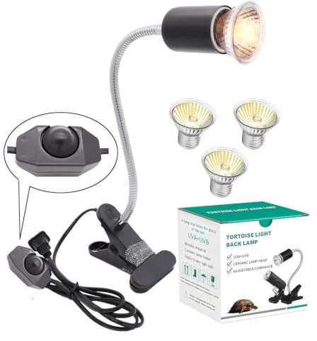 yanhe Lampada riscaldante per tartaruga acquario E27 UVA + UVB hot spot per rettili 50W (nero)…