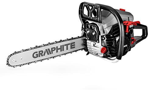 GRAPHITE Motosega a benzina da 2 kW (2,7 KM, asta da 18, cilindrata 52 cm3, motore a combustione 2 tempi, asta da 45 cm, interruttore automatico di aspirazione, capacità serbatoio 550 cm³
