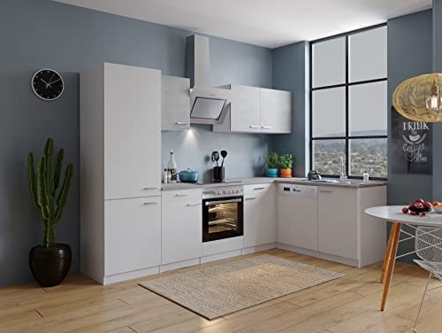 Respekta Malia Küchenzeile, Holzwerkstoff, Beton, 280 cm