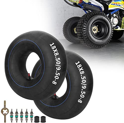 RUTU 2 Pack 18x8.50-8 18x9.50-8 Inner Tube with TR-13 Straight Valve Stem for ATV Quad 4 Wheeler Go Kart Lawn Tractor Snow Blower Golf Cart Garden Trailer Heavy Duty Lawn Mower Turf