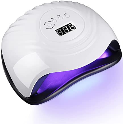 Birshe 168W Lampe UV Sèche Ongles, Lampes à Ongles Professionnel,Séchage Rapide 4 Minuterie de 10s/30s/60s/99s,36 LEDs, Grand LCD Ecran Base Démontable (Classic-White)