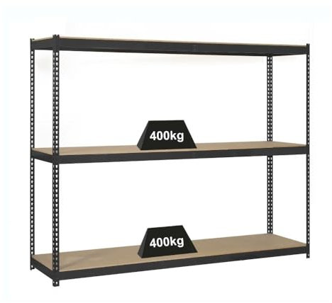 PROREGAL Schwerlastregal Wood YETI Three | HxBxT 200x150x75cm | Fachlast 400kg | Anthrazit | Regal Standregal Werkstattregal Lagerregal Kellerregal