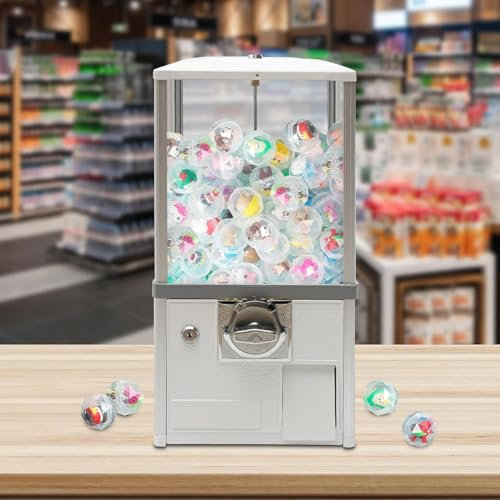 Distributore automatico di capsule, distributore commerciale di caramelle gommose per negozi al dettaglio - Negozi automatici di giochi con palline rimbalzanti a capsula rotonda, bianco