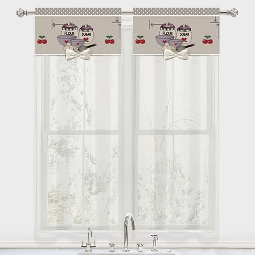 DALINA Textil - Cortina para Cocina Translucida 60x240cm - Visillo para Puerta Dos Paneles - Cortina Media Altura 100% Poliéster de Gasa Fina, Decoración de Cocina
