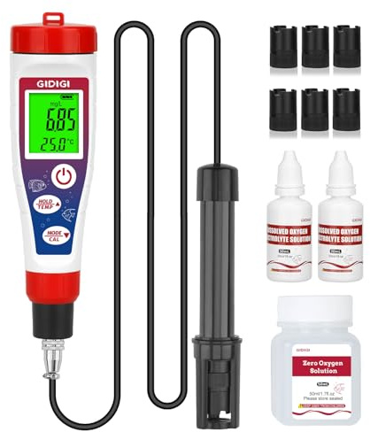 Kit de test d'oxygène dissous avec câble de sonde de 1,5 m,analyseur d'oxygène dissous avec accessoires, testeur d'oxygène pour aquarium et bassin, également adapté aux eaux usées et aux laboratoires