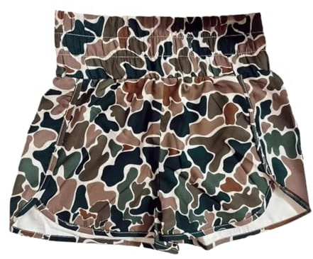 RICHTRUE Camo Boxer Shorts Women Cute Graphic Y2k Shorts Colorful Summer Bottoms 2025 Trendy (Brown02,M,Medium)