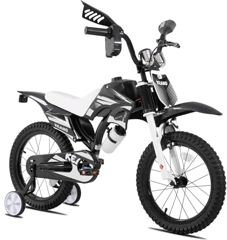 KEANO 16 Motocross Kids Bike for 4-7 Yrs Training Wheels, Black