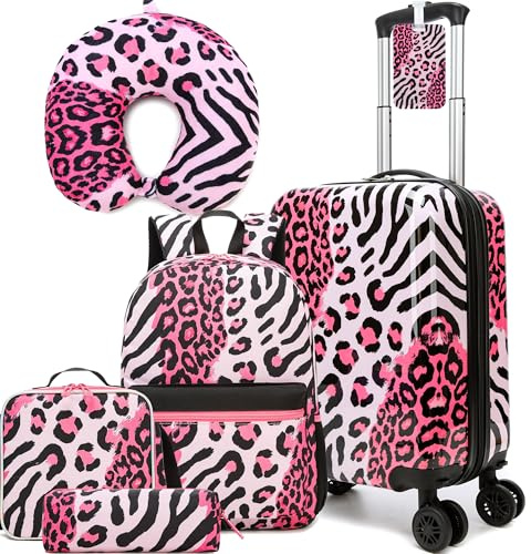 HTgroce 5pcs Set di Valigie per Bambini, Bagaglio a Mano Viaggio Ragazza