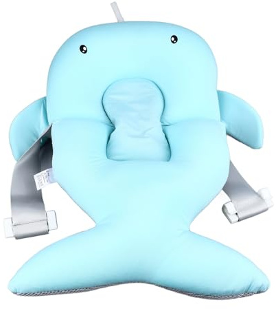 Supporto per bagnetto ZenithAur per neonati, un seggiolino da bagno ergonomico per neonati con imbracatura regolabile per lavandino o vasca, un tappetino per doccia infantile