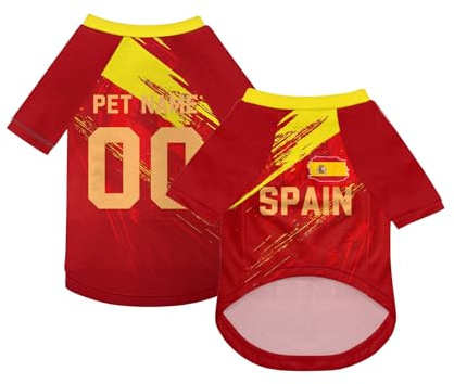 Camiseta Personalizada para Perros - Copa Mundial de Fútbol 2026. Camiseta Personalizada para Mascotas con Número, Nombre y Bandera, Ropa Deportiva de Poliéster Transpirable, Tallas XS-5XL