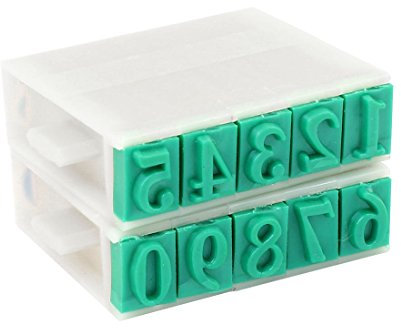 sourcing map Stempelkissen 13 mm Ziffern 0-9 Gummi/Kunststoff-Kombination Stempel