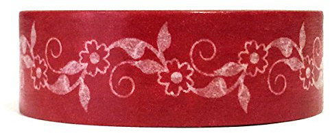 Wrapables Colorful Patterns Washi Masking Tape, Red Vines
