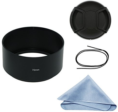 SIOTI Longue focalisation Métal Pare-Soleil avec Chiffon de Nettoyage et Capuchon d'objectif Compatible avec Leica/Fuji/Nikon/Canon/Samsung lentille à Filetage Standard