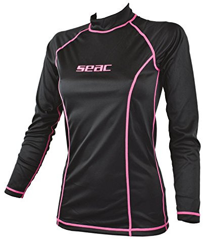 Seac T-Sun Long Lady, schützendes Rash Guard-Tauchshirt zum Schnorcheln und Schwimmen mit Sonnenschutz, schwarz, L
