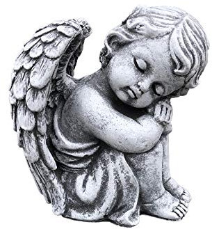 Pierre Statue Ange Assis, Massif en Pierre, Le Gel et aux intempéries jusqu'à -30 °C