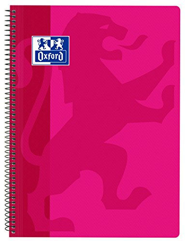 Oxford Klassisk spiralbok, plastlock, rutigt, 4 x 4, fuchsia