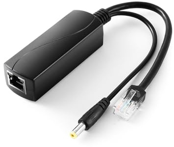 PoE Splitter 12V 1A Output with IEEE 802.3af Standard Compliant 10,100Mbps Power Over Ethernet Splitter Adapter for Security IP Camera CCTV Surveillance Device 5.5x2.1mm (PS5712P Black)