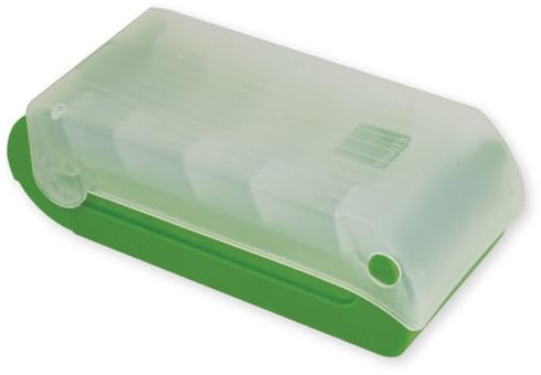 TimeTEX - Karteikasten aus robustem Kunststoff, A8, Halbtransparent mit einschiebbarem Deckel, 5-Fächer-Lernmethode, 20x9x6,5cm, Farbe: grün