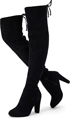 Vepose Women’s Thigh High Over the Knee Boots, Black Suede Fashion Long 3.5 Inch Heel Boots 994 - with Zipper, Size 8M US, (CJY994 Black 08)