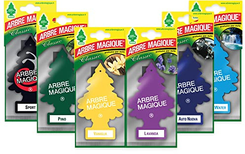 Arbre Magique Mono, Profumatore Auto, Profumazione Intensa e Strutturata, Durata fino a 7 Settimane, Made in Italy, Confezione da 6 Pezzi Misti (Classic)
