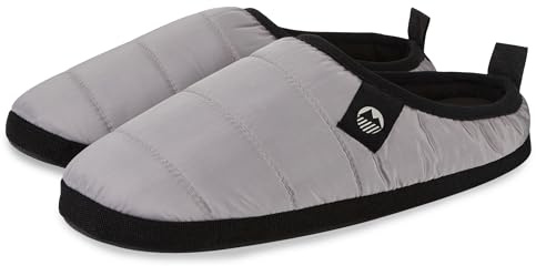 Lakeland Active Women's Wolfa Ultra-Warm Synthetic Down Camping Style Slippers With Memory Foam Insole & Microfleece Lining - Grey/Black - 6 UK