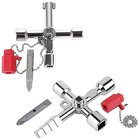 gvivej Lot de 2 clés universelles multifonctionnelles pour armoire électrique, clé multifonction à 4 voies, pour boîte de compteur de gaz électrique, clés d'ouverture d'armoire