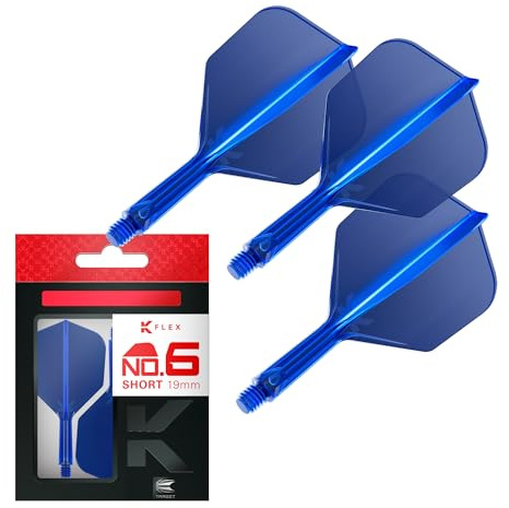 Target Darts K Flex Integrated Dart Flight and Shaft, No.6 Blue (Short) | 3-Pack K-Flex - No. 6, Kflex Precision-Molded 2-in-1 Dart Flights and Dart Shaft | Professional Dart Accessories