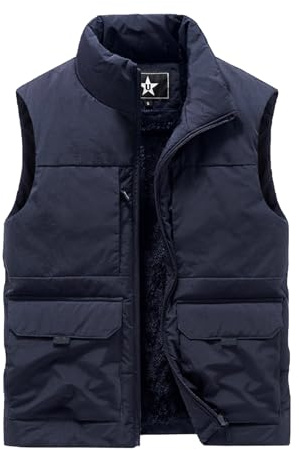 Btmpmcs Gilet in Pile da Uomo Trapuntato Giacca con Cerniera e Tasche Multiple Gilet invernale più caldo antivento all'aperto Leggera Senza Maniche Felpa Bodywarmers Cappotto