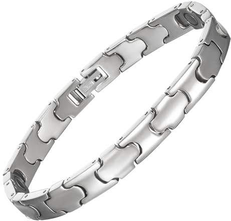 YINOX Braccialetto magnetico da uomo, in titanio, con 8 magneti NdFeB e confezione regalo di alta qualità (20,5 cm)