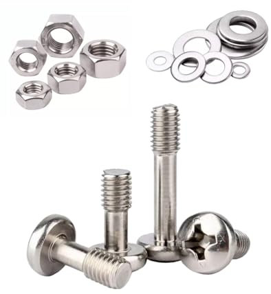 Foyoram M6 x 25 mm, tornillos imperdibles, cabeza semicircular con ranura en cruz y tuercas, disco plano, tornillo imperdible de placa de acero inoxidable (M6 x 25 mm, 10 unidades)