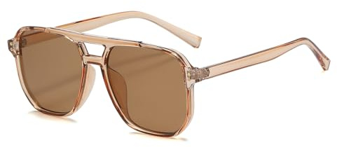YAMEIZE Occhiali da Sole Pilota per Donna Uomo Retro Vintage Occhiali da Sole Quadrati Grandi Doppio Ponte Anni 70 UV400