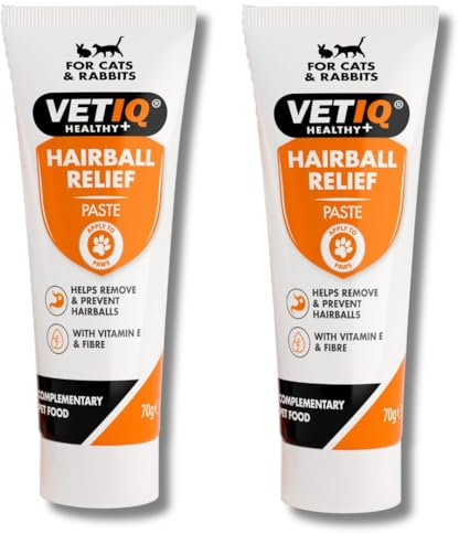 VETIQ Hairball Relief Paste Twin Pack With Vitamin E & Fibre For Cats & Rabbits 6+ Months, Helps Remove & Prevent Hairballs (2 x 70 g)
