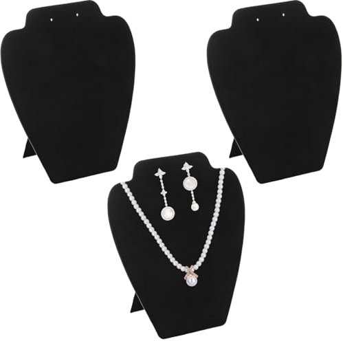 3Pcs Necklace Display Stand, Foldable Black Necklace Stand Jewellery Display Stand, 21cm Height Jewellery Stand Display Necklace Holder for Necklaces Earrings Pendants Jewellery