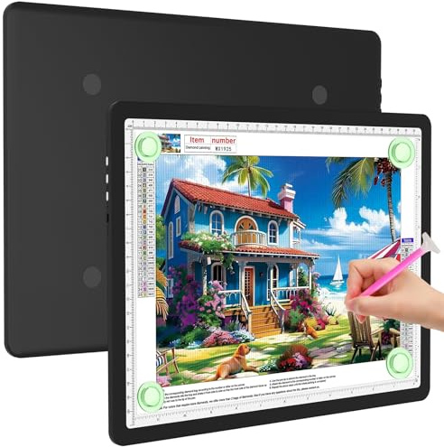 Elice Magnetic A4 Light Board for Diamond Painting, Ultra-Thin Tracing LED Light Box with Side Buttons, Super Bright Diamond Art Light Pad, Light Table for Drawing, Sketching, Weeding Vinyl - Black