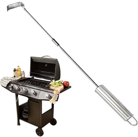 Brandkratta med utdragbart askverktyg, teleskopisk grillrengörare, justerbar grillstång | långvariga rengöringsverktyg för eldstäder för grillen