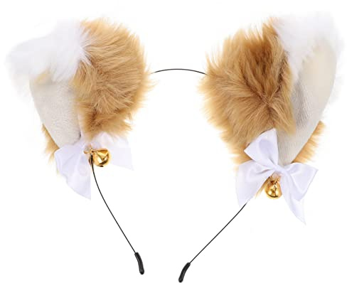 SAFIGLE Diadema Orejas Dobladas y Cascabeles, Accesorio Pelo De Anime, Diadema Cómoda y Portátil Para Fiestas y Cosplay