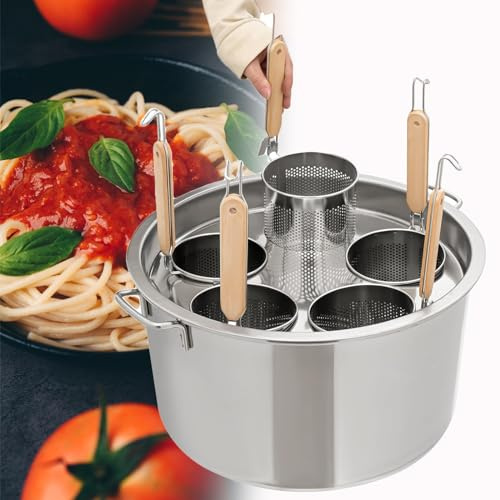 CCKUYT Juego de colador de Acero Inoxidable para Olla de Pasta, colador de Fideos con Cesta Multifuncional