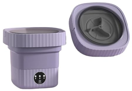 Lavandería compacta. Lavadora Portátil Plegable De 10 L, Gran Capacidad, Centrifugadora, Cubo For Ropa Interior, Calcetines, Viaje, Minilavadora Ultrasónica .Portátil(Purple)