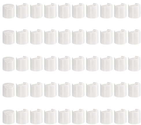 sourcing map 50 tappi superiori a disco in plastica PP, 28/410, tappi di ricambio durevoli per bottiglie da spremere, bottiglie ricaricabili, plastica, vuoti, shampoo, bianco