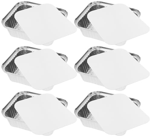 OSALADI Bandejas Desechables Aluminio 50 Unidades 16,3x13,3x4,9 Cm Caja Hornear Alimentos Con Tapa Resistente Al Calor Para Camping Barbacoa Hogar