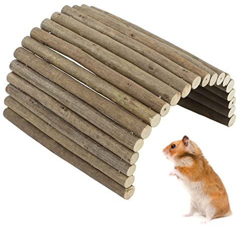 Ejoyous Holzbrücke für Hamster, Nagerbrücke Holz Holzleiter Kaubrücke für Rennmäuse, Meerschweinchen, Chinchillas, Frettchen, Igel und Ratten (20 * 40CM)