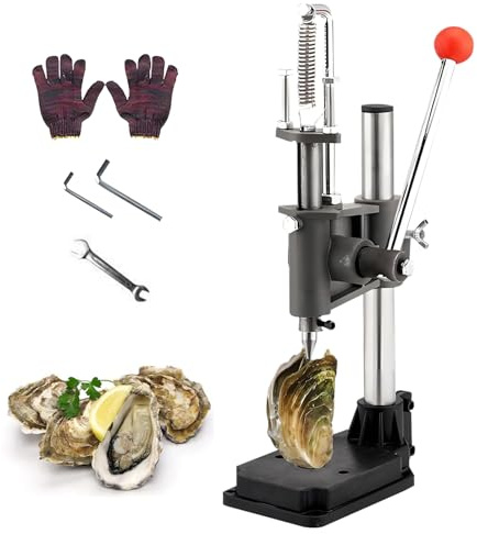 Ysislybin Apri Ostriche Professionale, Set di Utensili per Aprire Ostriche in Acciaio Inossidabile Apriostriche Regolabile Utensile per Frutti di Mare per Ristoranti e Case Apri-Fori in Pelle