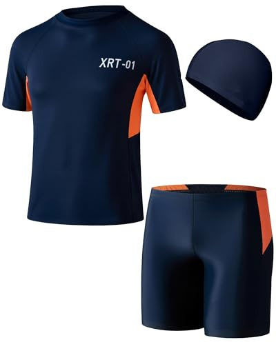 Cheerful Mario Bañador Niño 5 a 13 Años Conjuntos de Ropa de Baño UV Protección Camiseta de Surf y Pantalones Cortos de Baño