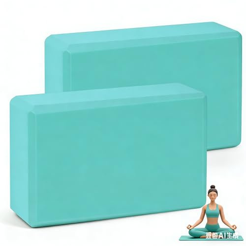 Paquete de 2 bloques de yoga antideslizantes de espuma para pilates, fitness y práctica de yoga, bloques de gimnasio ligeros de alta densidad para yoga, pilates, entrenamiento y ejercicio en casa