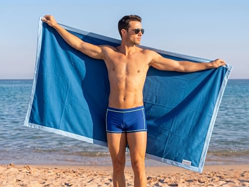 o-day Telo Mare Microfibra 90x180cm con Bordino a Contrasto Asciugamano Mare Leggero Asciugatura Rapida Antisabbia Salvaspazio Telo Spiaggia Uomo Donna Ideale per Mare Piscina Viaggio