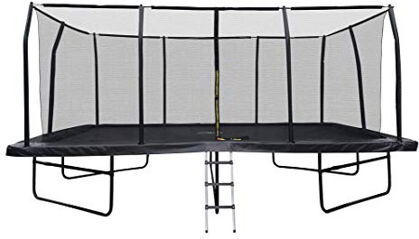 Trampoline de Jardin Rectangulaire XXXL 518cm x 305cm modèle Famille -Pack Complet livré avec Filet de sécurité, Matelas de Protection et Echelle Noir